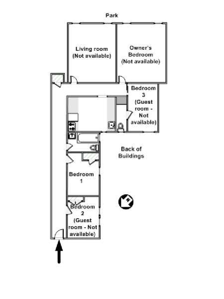 New York T5 appartement colocation - plan schématique  (NY-15978)