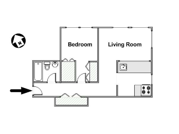 New York 1 Camera da letto appartamento - piantina approssimativa dell' appartamento  (NY-15993)