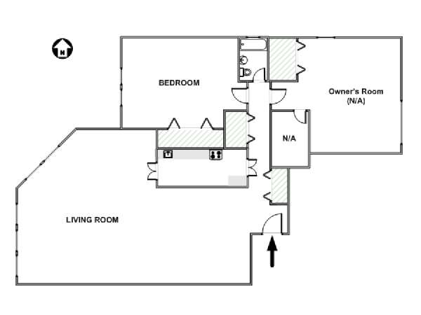 New York 2 Camere da letto stanza in affitto - piantina approssimativa dell' appartamento  (NY-16016)