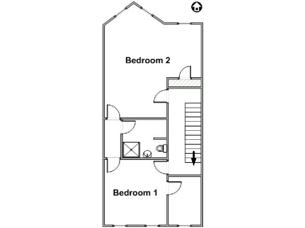 New York 2 Camere da letto stanza in affitto - piantina approssimativa dell' appartamento  (NY-16017)