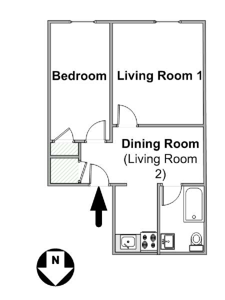New York 1 Bedroom apartment - apartment layout  (NY-16021)