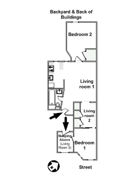 New York 2 Bedroom apartment - apartment layout  (NY-16052)