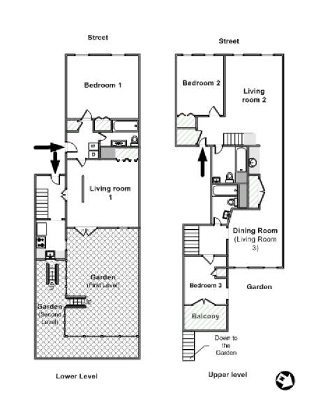 New York 3 Bedroom - Duplex apartment - apartment layout  (NY-16056)