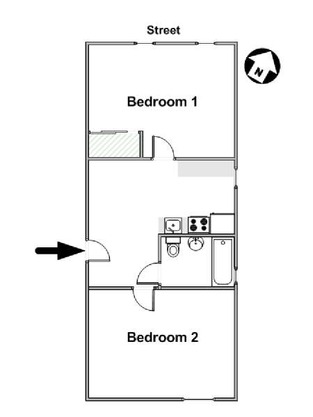 New York 2 Camere da letto stanza in affitto - piantina approssimativa dell' appartamento  (NY-16063)