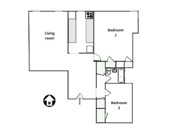 New York 2 Bedroom roommate share apartment - apartment layout  (NY-16073)