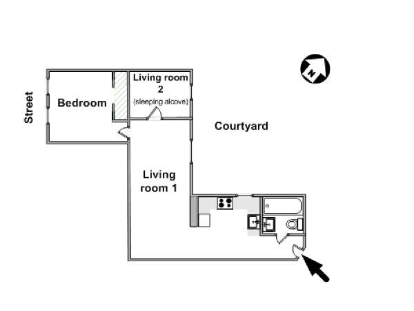 New York 1 Bedroom apartment - apartment layout  (NY-16075)
