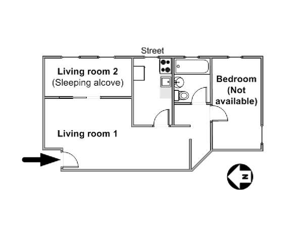 New York T2 appartement colocation - plan schématique  (NY-16093)