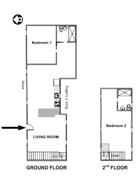 New York 2 Bedroom - Duplex accommodation - apartment layout  (NY-16105)
