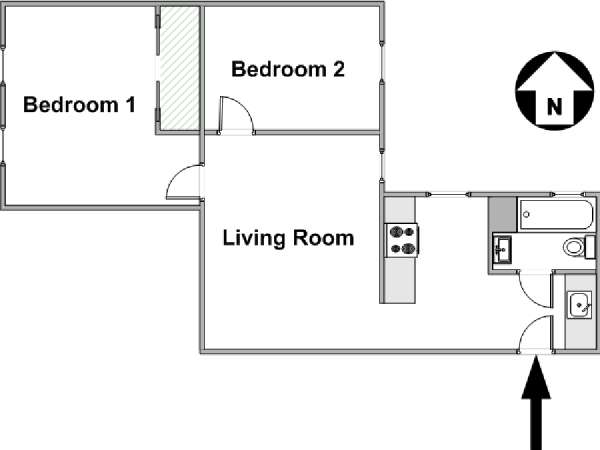 New York 2 Camere da letto appartamento - piantina approssimativa dell' appartamento  (NY-16109)
