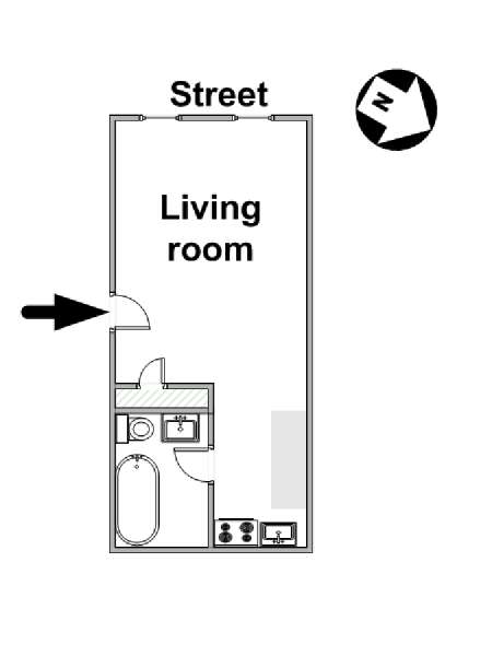 New York Studio T1 logement location appartement - plan schématique  (NY-16119)