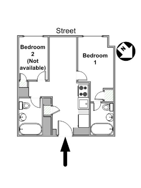 New York 2 Bedroom roommate share apartment - apartment layout  (NY-16137)