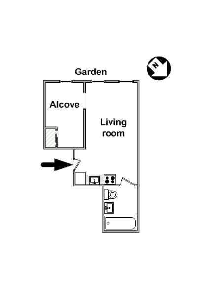 New York Grande monolocale appartamento - piantina approssimativa dell' appartamento  (NY-16141)