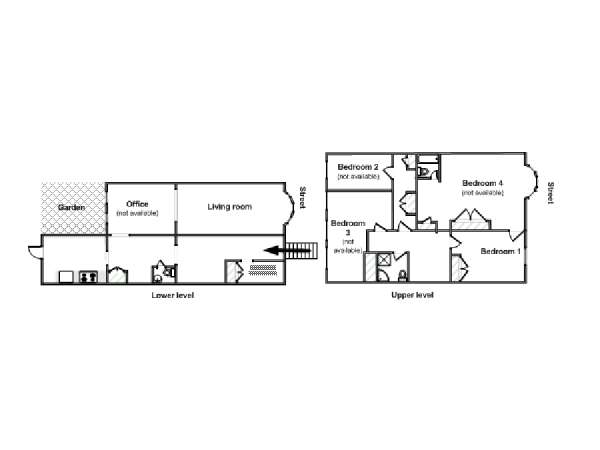 New York 4 Bedroom - Duplex roommate share apartment - apartment layout  (NY-16156)