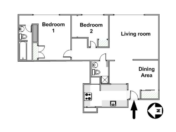 New York 2 Bedroom apartment - apartment layout  (NY-16157)