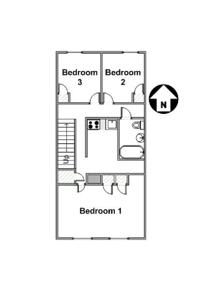 New York 3 Bedroom roommate share apartment - apartment layout  (NY-16160)