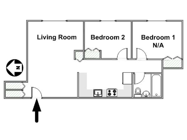 New York 2 Bedroom roommate share apartment - apartment layout  (NY-16163)