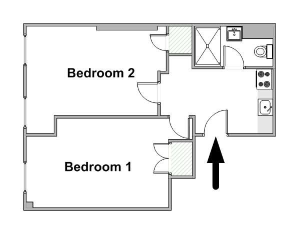 New York 2 Bedroom roommate share apartment - apartment layout  (NY-16165)