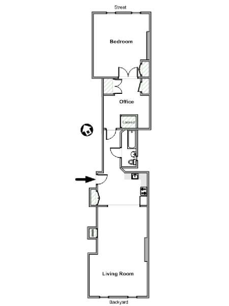 New York 1 Camera da letto appartamento - piantina approssimativa dell' appartamento  (NY-16166)