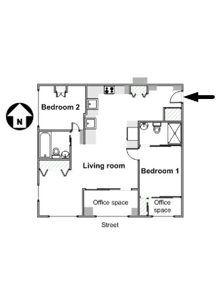 New York 2 Camere da letto appartamento - piantina approssimativa dell' appartamento  (NY-16178)