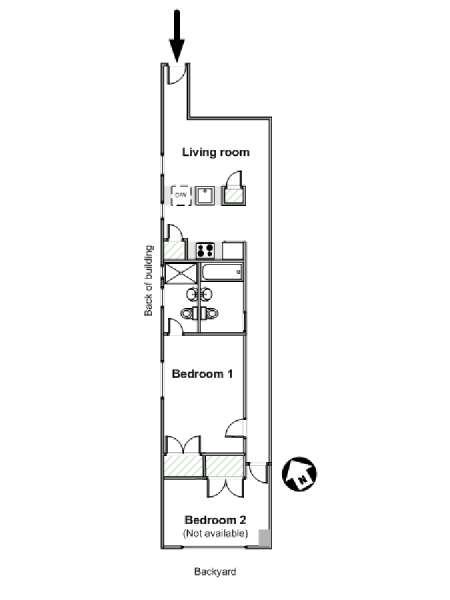New York 2 Bedroom accommodation bed breakfast - apartment layout  (NY-16190)