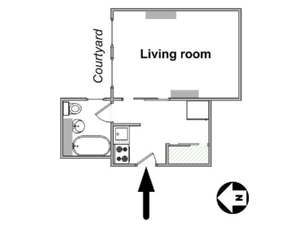 New York Monolocale appartamento - piantina approssimativa dell' appartamento  (NY-16209)