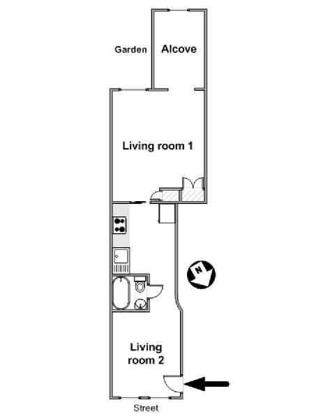 New York 1 Bedroom accommodation - apartment layout  (NY-16215)