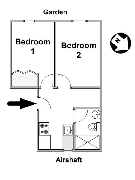 New York 2 Camere da letto appartamento - piantina approssimativa dell' appartamento  (NY-16228)