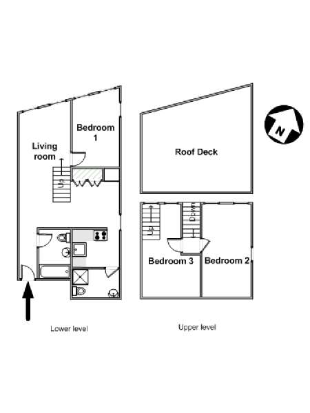 New York 3 Bedroom - Duplex - Penthouse apartment - apartment layout  (NY-16230)