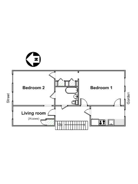 New York 2 Bedroom roommate share apartment - apartment layout  (NY-16244)
