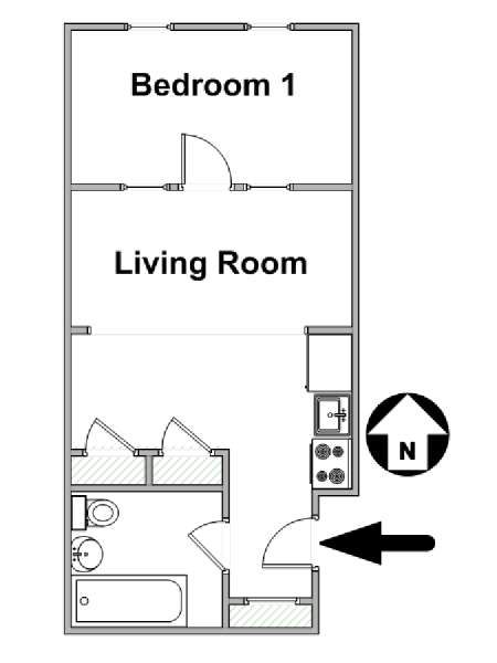 Nueva York 1 Dormitorio apartamento - esquema  (NY-16254)