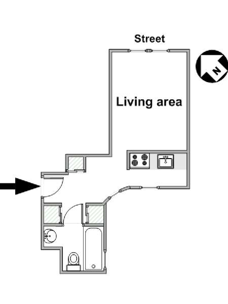 New York Monolocale appartamento - piantina approssimativa dell' appartamento  (NY-16278)