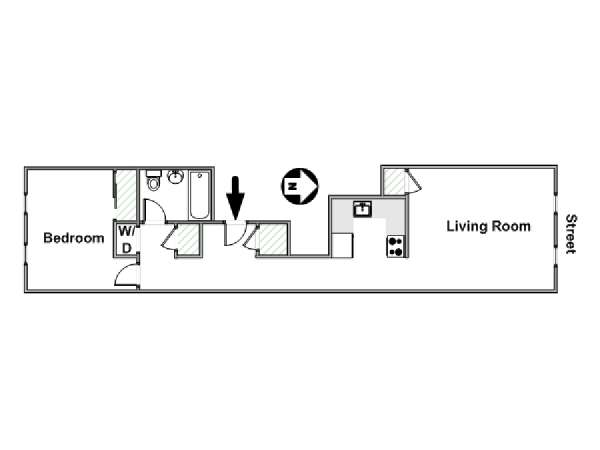 New York 1 Camera da letto appartamento - piantina approssimativa dell' appartamento  (NY-16280)