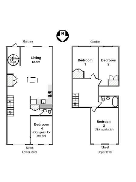 New York 4 Bedroom - Duplex roommate share apartment - apartment layout  (NY-16284)