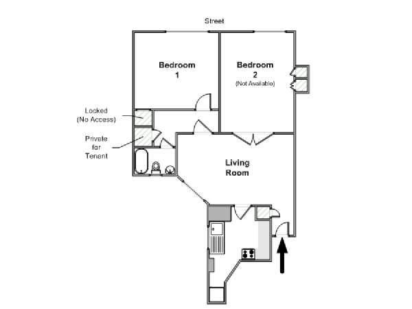 New York 2 Camere da letto stanza in affitto - piantina approssimativa dell' appartamento  (NY-16296)