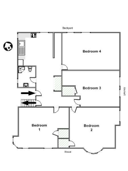 New York 4 Camere da letto stanza in affitto - piantina approssimativa dell' appartamento  (NY-16312)