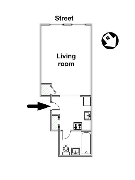 New York Studio T1 logement location appartement - plan schématique  (NY-16313)