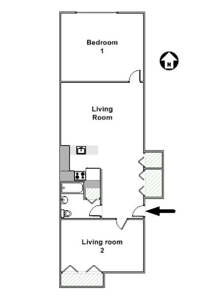 New York 1 Camera da letto appartamento - piantina approssimativa dell' appartamento  (NY-16320)