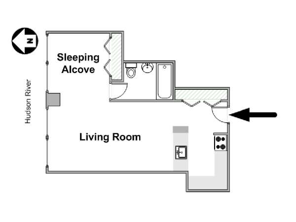 New York Grande monolocale appartamento - piantina approssimativa dell' appartamento  (NY-16326)