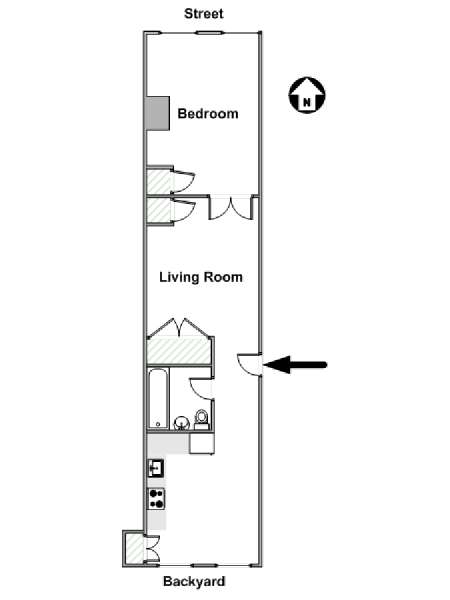New York 1 Camera da letto appartamento - piantina approssimativa dell' appartamento  (NY-16338)