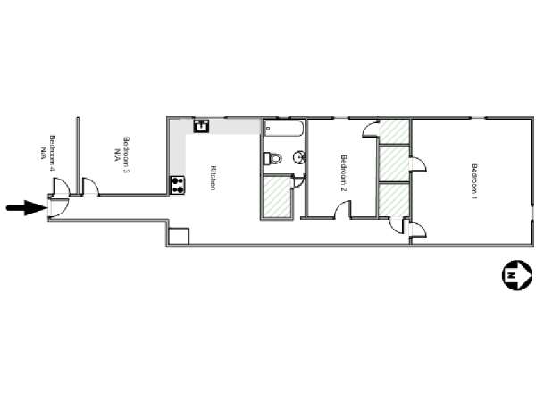 New York 4 Bedroom roommate share apartment - apartment layout  (NY-16353)