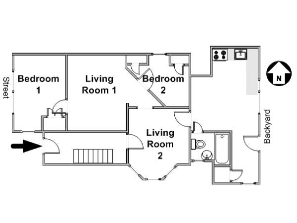 New York 2 Bedroom roommate share apartment - apartment layout  (NY-16380)