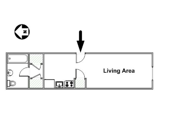 New York Monolocale appartamento - piantina approssimativa dell' appartamento  (NY-16392)