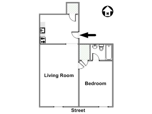 New York 1 Camera da letto appartamento - piantina approssimativa dell' appartamento  (NY-16402)