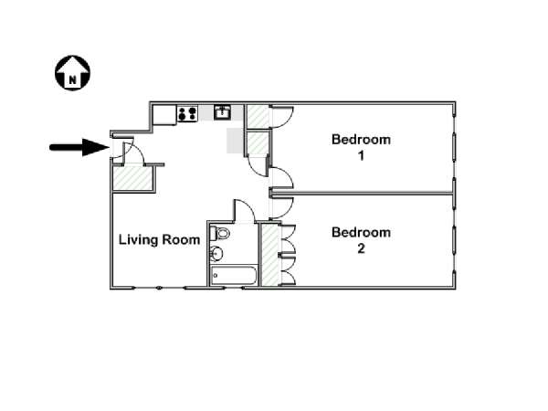 New York 2 Camere da letto appartamento - piantina approssimativa dell' appartamento  (NY-16425)