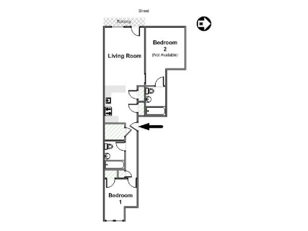 New York 2 Camere da letto stanza in affitto - piantina approssimativa dell' appartamento  (NY-16438)