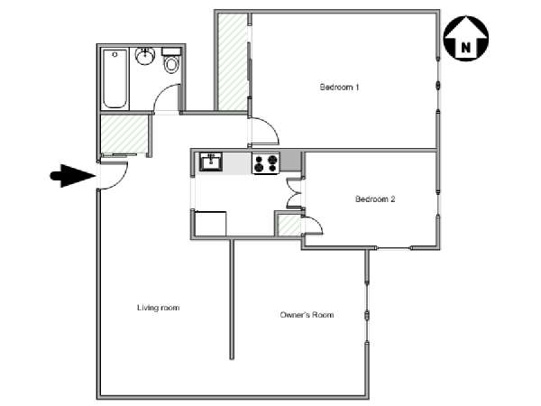 New York 3 Camere da letto stanza in affitto - piantina approssimativa dell' appartamento  (NY-16452)