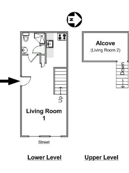 New York Studio mit Alkoven - Duplex wohnungsvermietung - layout  (NY-16484)