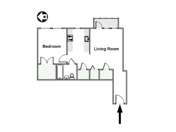 New York 1 Camera da letto appartamento - piantina approssimativa dell' appartamento  (NY-16503)