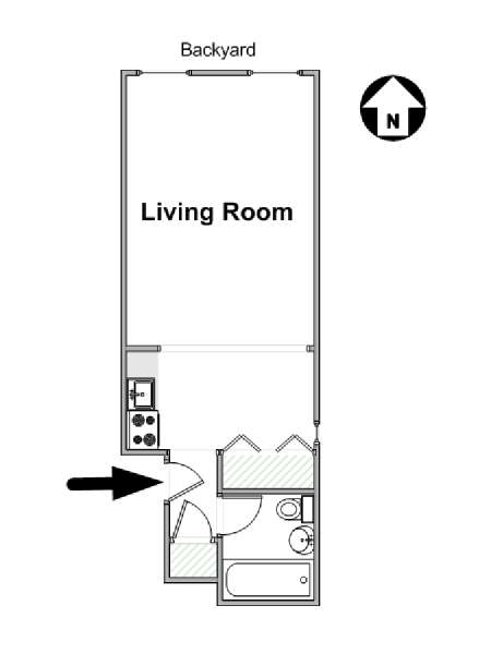 New York Monolocale appartamento - piantina approssimativa dell' appartamento  (NY-16511)