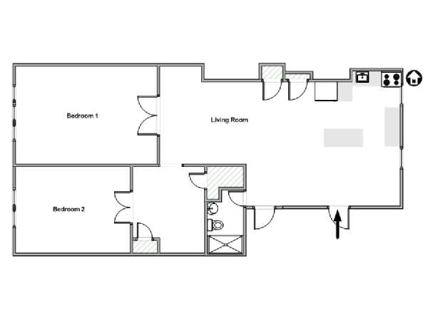New York 2 Camere da letto appartamento casa vacanze - piantina approssimativa dell' appartamento  (NY-16524)